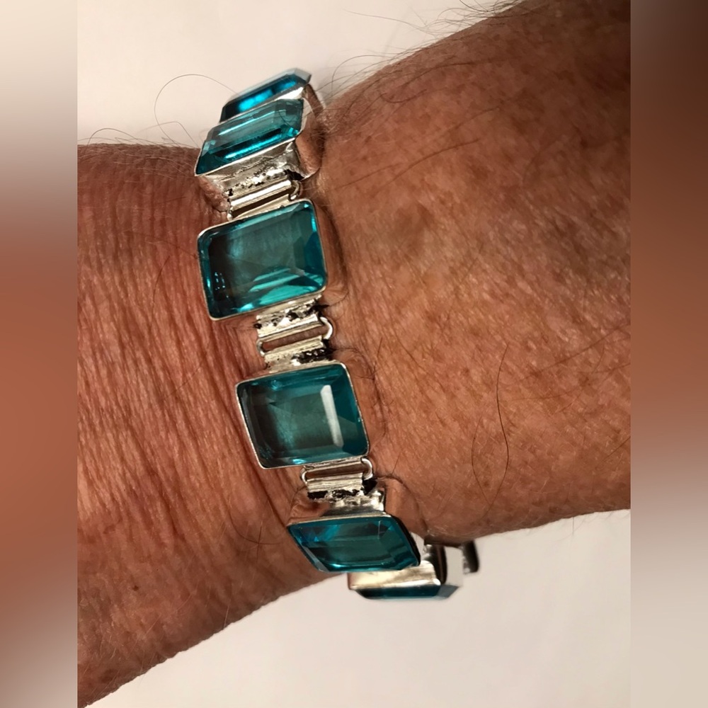 Tourmaline Stamped 925 Sterling Silver Bracelet